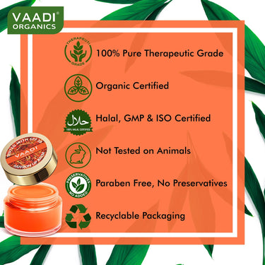 VAADI HERBALS Tinted Saffron Lip Balm with Strawberry Extract, Almond Oil & Shea Butter, SPF30 for Dry, Chapped & Sun Damaged Lips (10 gms)